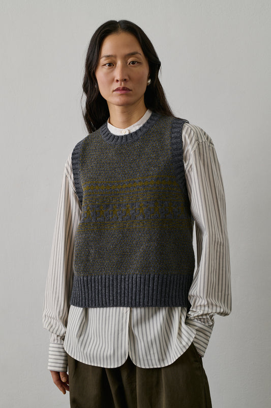 Pull Namaste - Gris/Olive - Laine - Femme