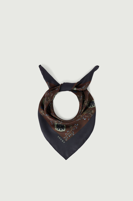 Foulard Capucine - Aubergine/Vert - Soie - Femme