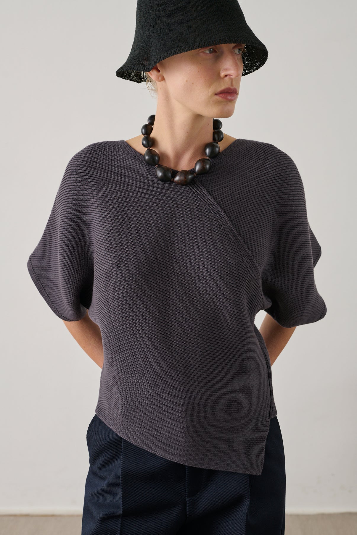 Pull Essaouira - Gris Aubergine - Coton - Femme vue 2