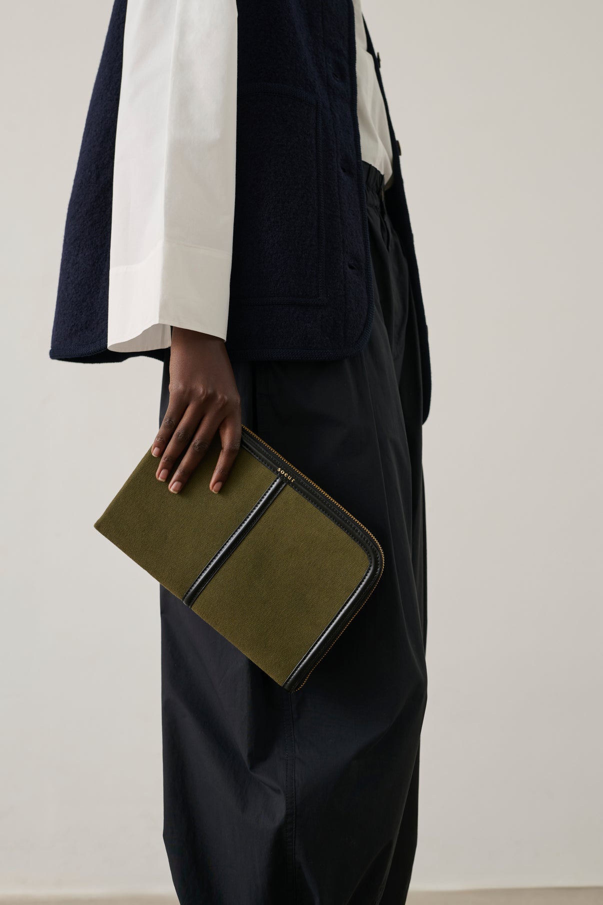 Pochette Doces - Kaki/Noir - Coton - Femme vue 2